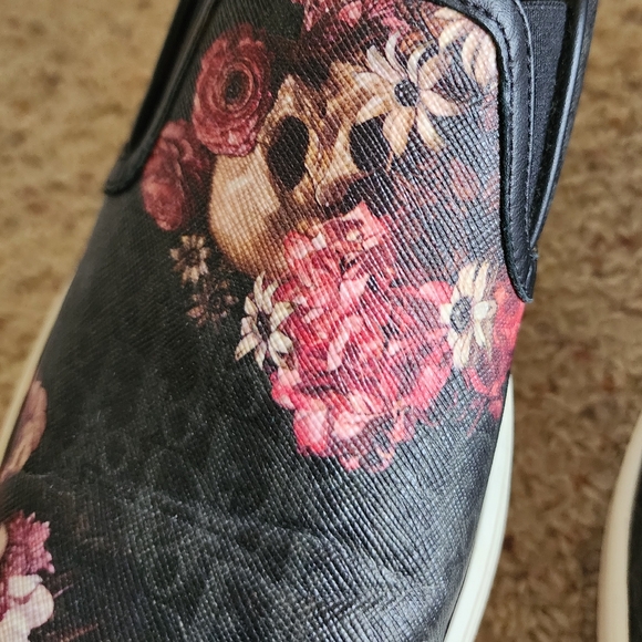 Christian Dior Homme Black Pink Floral Skulls Oblique Monogram Slip Loafers 40 - Picture 7 of 8